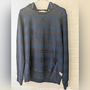Scotch & Soda Blue and Black Striped Knit Hoodie